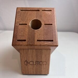 CUTCO 7 Slot Knife Block Honey Oak Wood Block for 7 Piece Galley Set‎